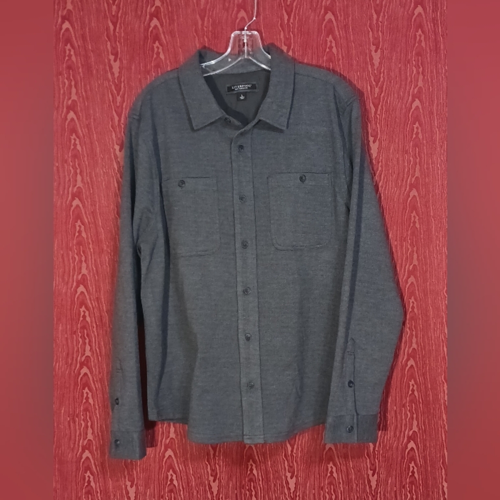 LIVERPOOL LOS ANGELES Charcoal Button-Up Long Sleeve Collared Dress Shirt Sz Lg